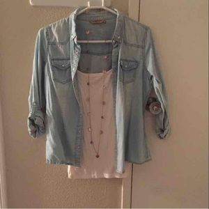 Light blue denim button down